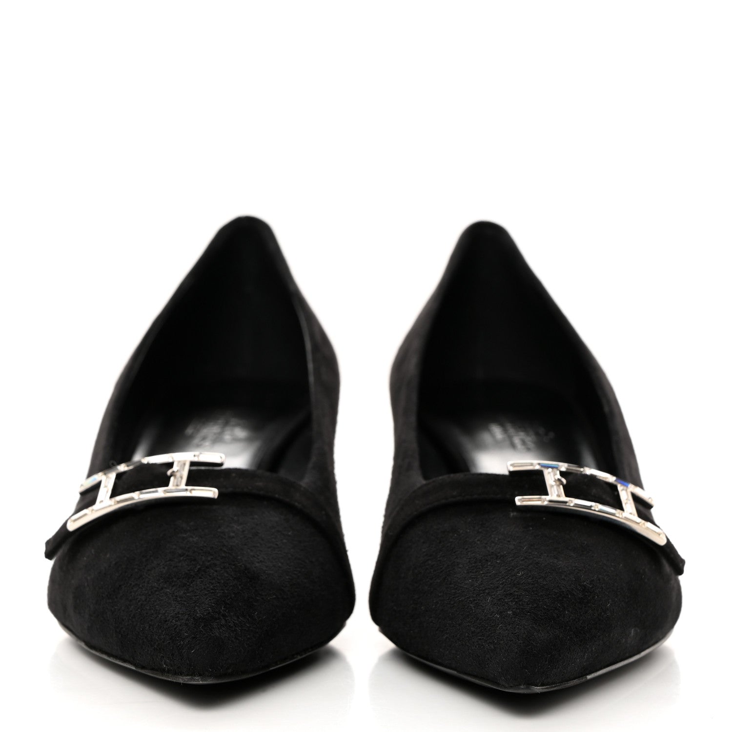 Hermes Suede Goatskin Blush 40 Pumps 37 Black 2 of 9