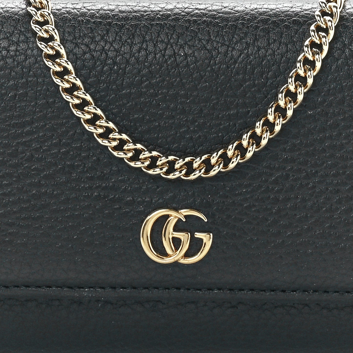 Calfskin Petite GG Marmont Wallet Chain Bag Black