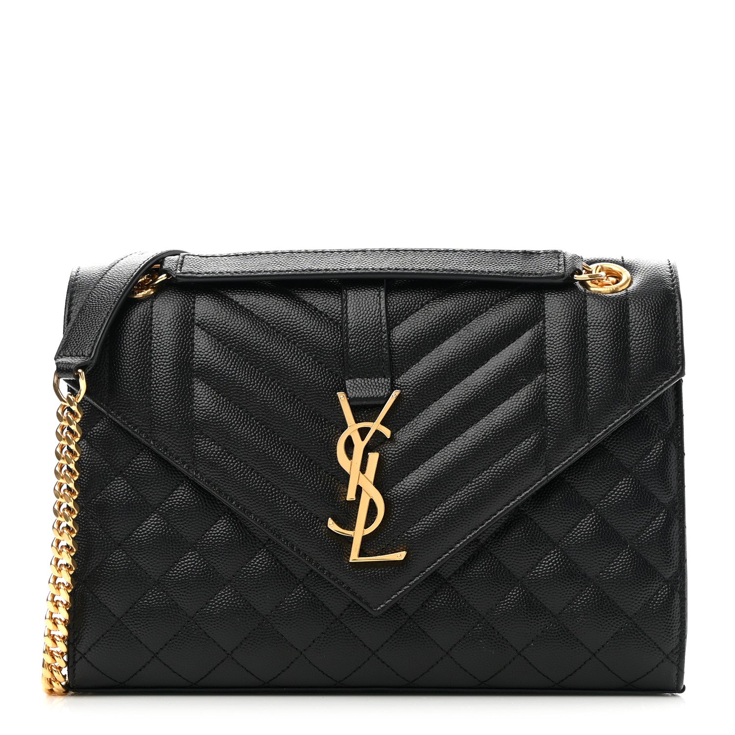 Saint Laurent Grain De Poudre Textured Mixed Matelasse Triquilt Medium Monogram Satchel Black 1 of 9