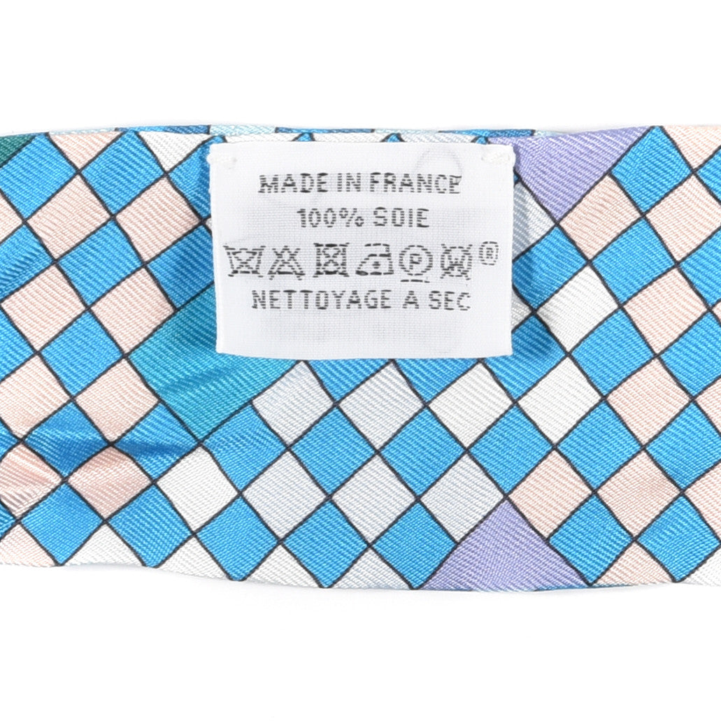 Hermes Silk Colliers De Chiens Remix Twilly White Turquoise 4 of 4