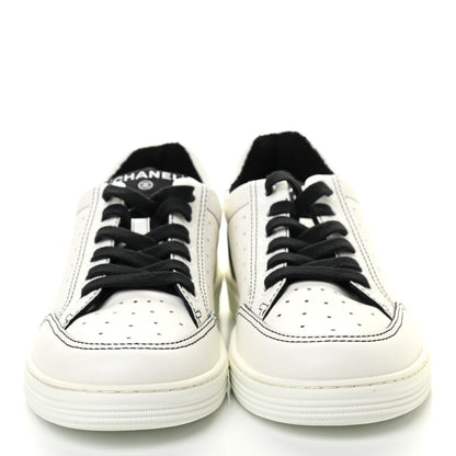 Chanel Calfskin Womens Logo Sneakers 39.5 White Black 2 of 8