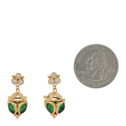Temple St. Clair 18K Yellow Gold Diamond Tsavorite Drop Earrings 2 of 5