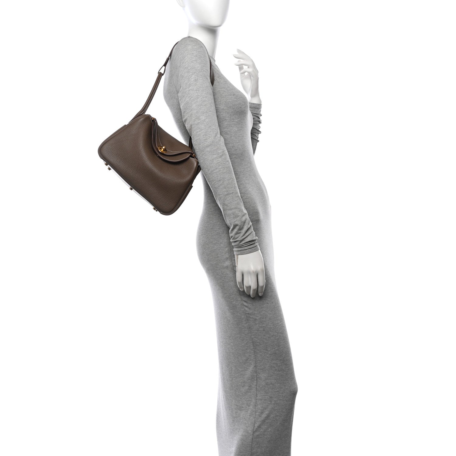 Hermes Taurillon Clemence Lindy 26 Etoupe 2 of 11