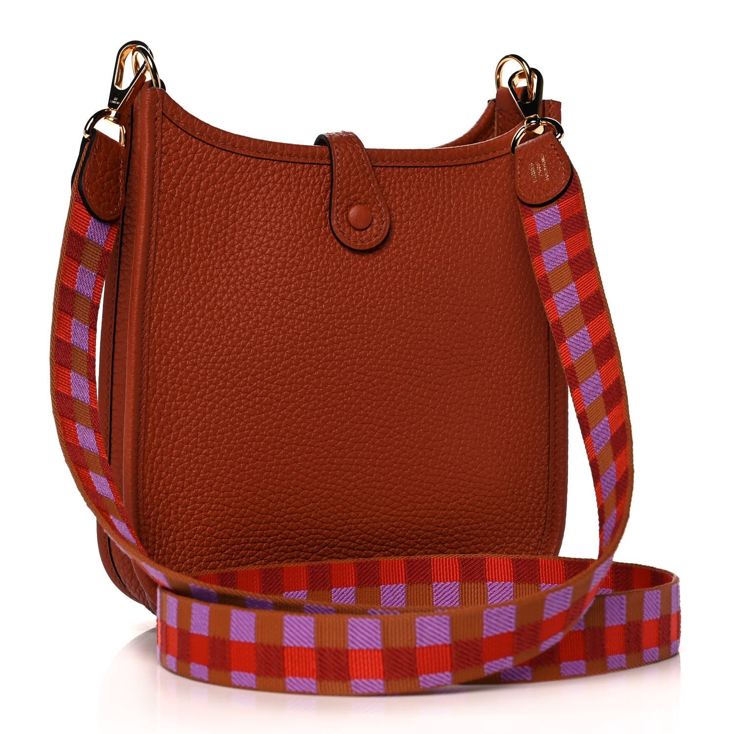 Hermes Taurillon Clemence Maxi Quadrille Evelyne TPM Cuivre Capucine Parme Rouge Duchess 3 of 13