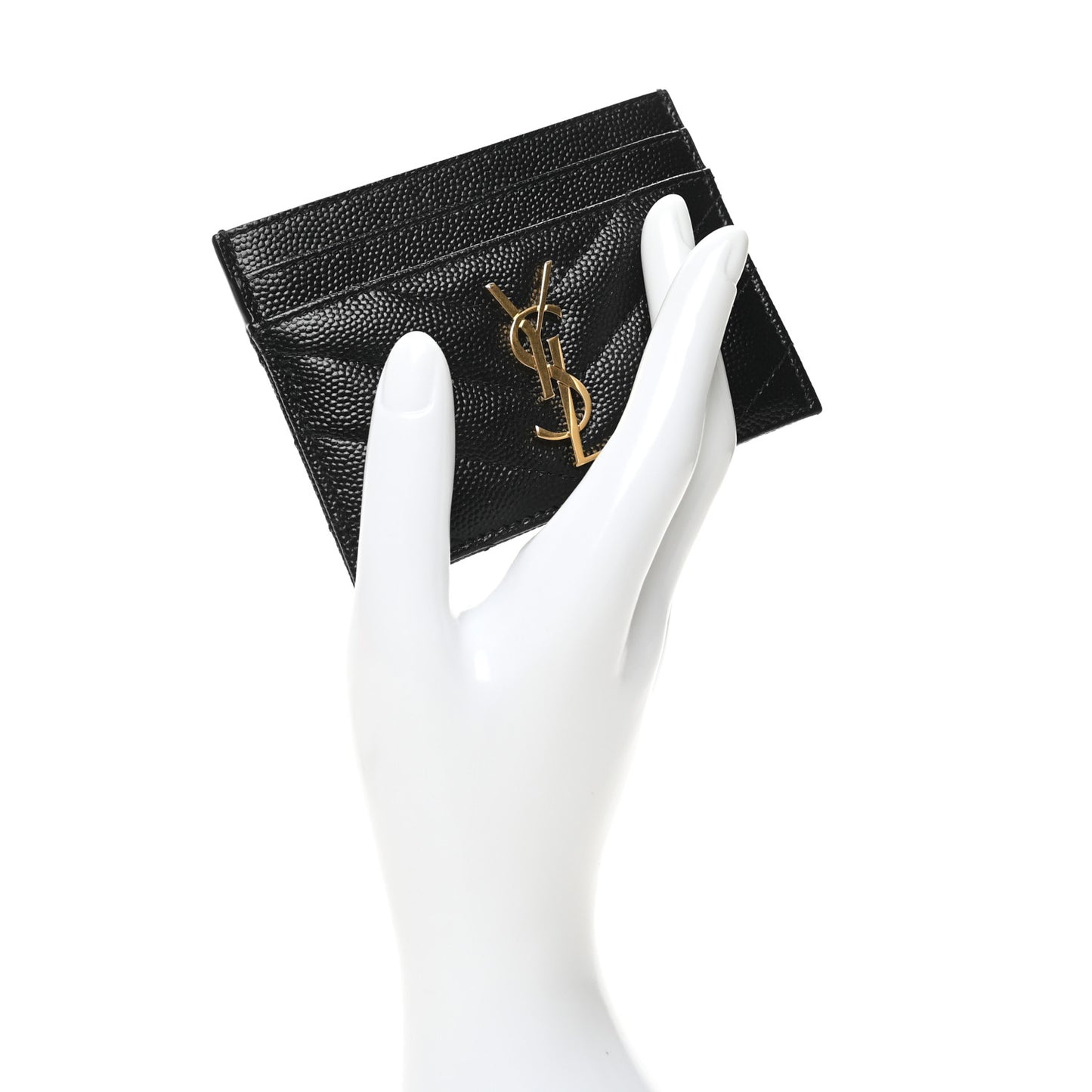 Grain De Poudre Matelasse Chevron Monogram Credit Card Case Black