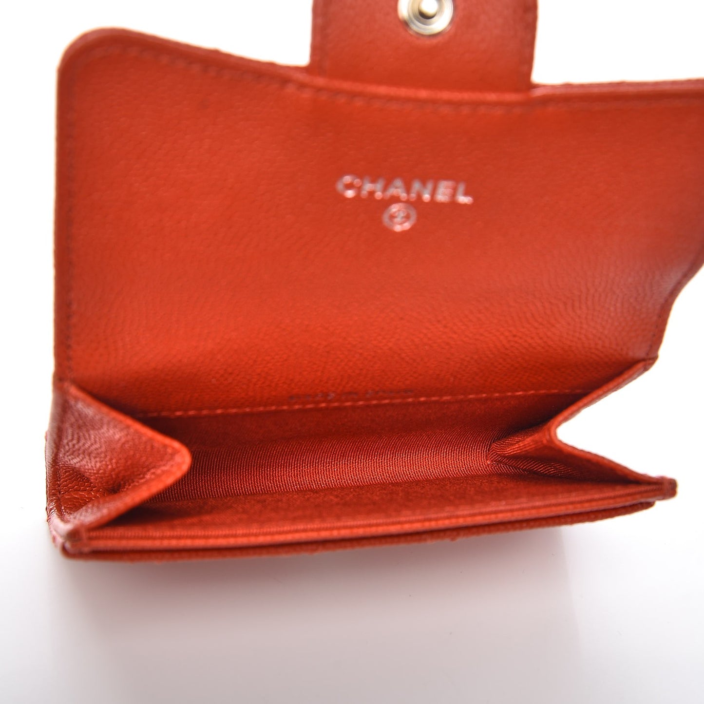 Caviar Quilted Card Holder Orange