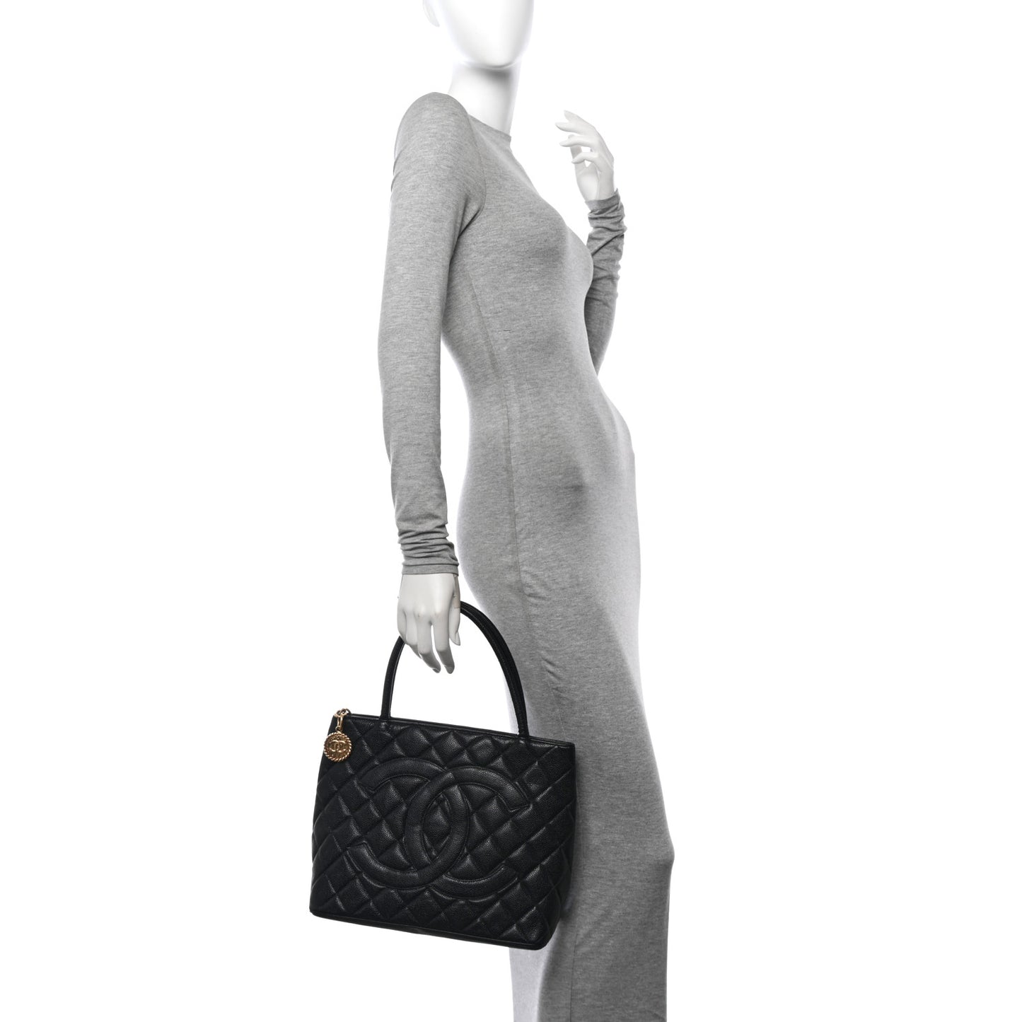 Caviar Quilted Medallion Tote Black