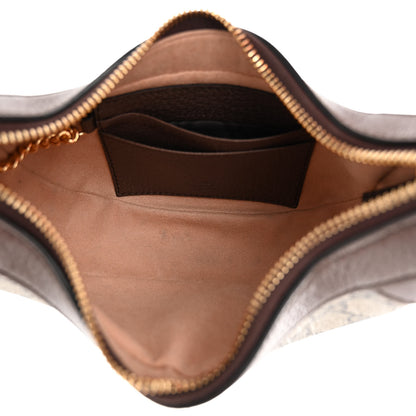 Gucci GG Supreme Monogram Textured Calfskin Web Mini Ophidia Half Moon Hobo Beige Ebony New Acero 5 of 10