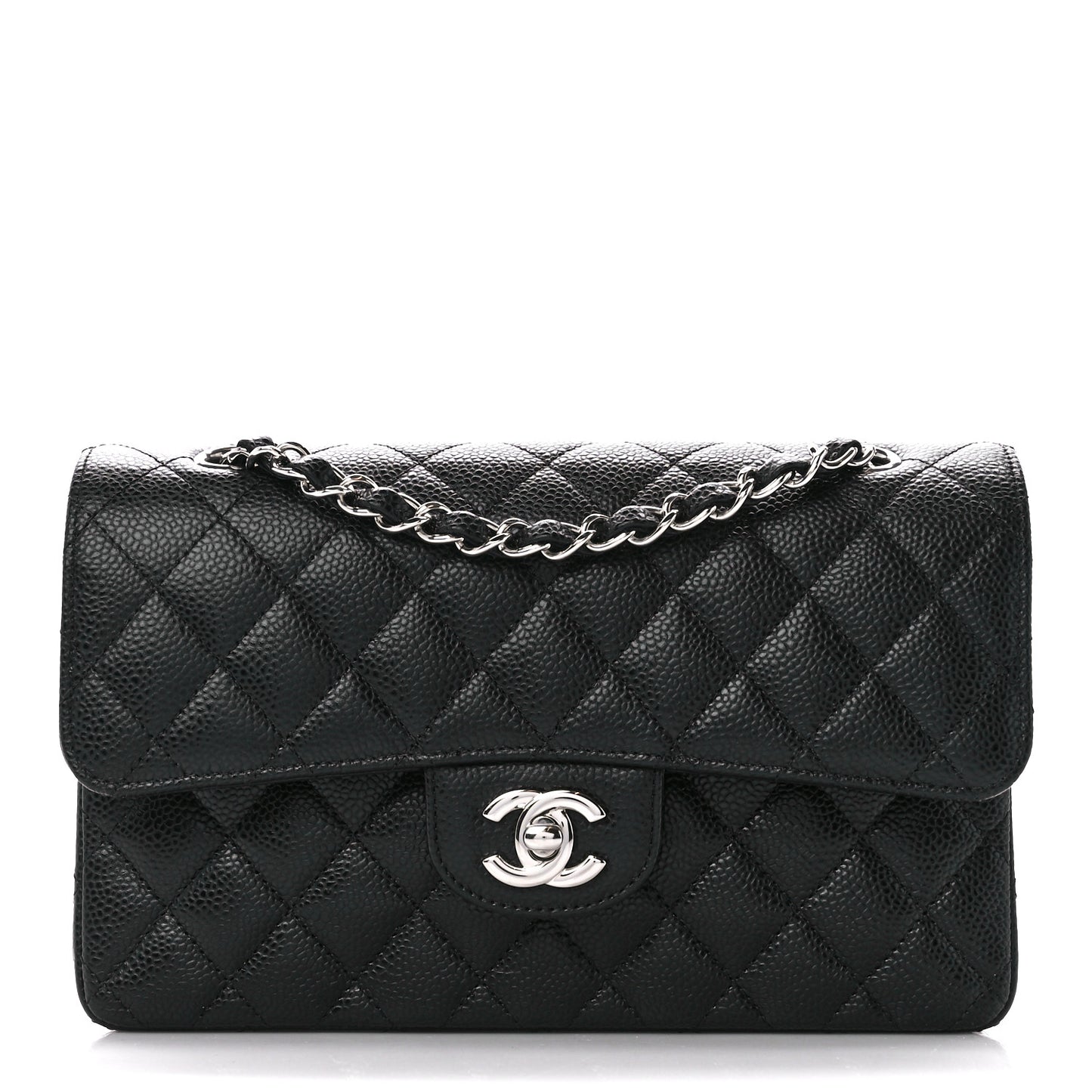 Caviar Quilted Small Double Flap Black