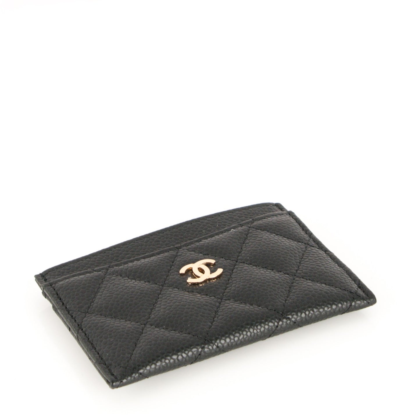 Caviar Quilted Card Holder Black