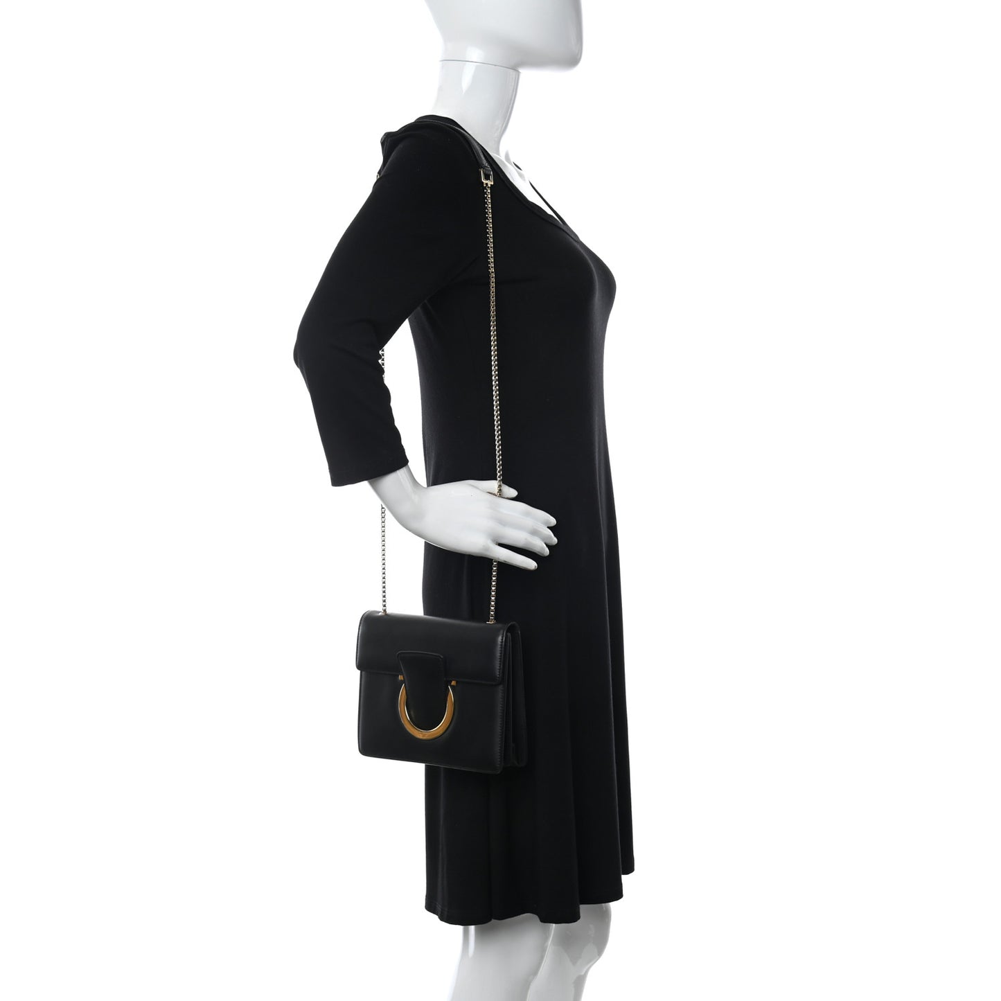 Calfskin Thalia Flap Shoulder Bag Black