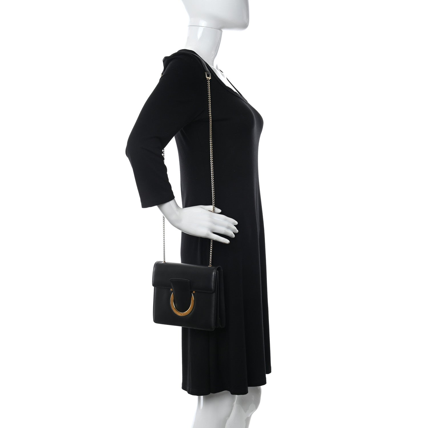 Salvatore Ferragamo Calfskin Thalia Flap Shoulder Bag Black 2 of 10