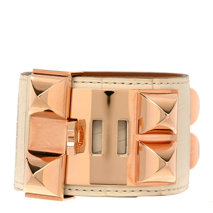 Hermes Shiny Alligator Collier De Chien CDC Bracelet T3 Nata 3 of 5