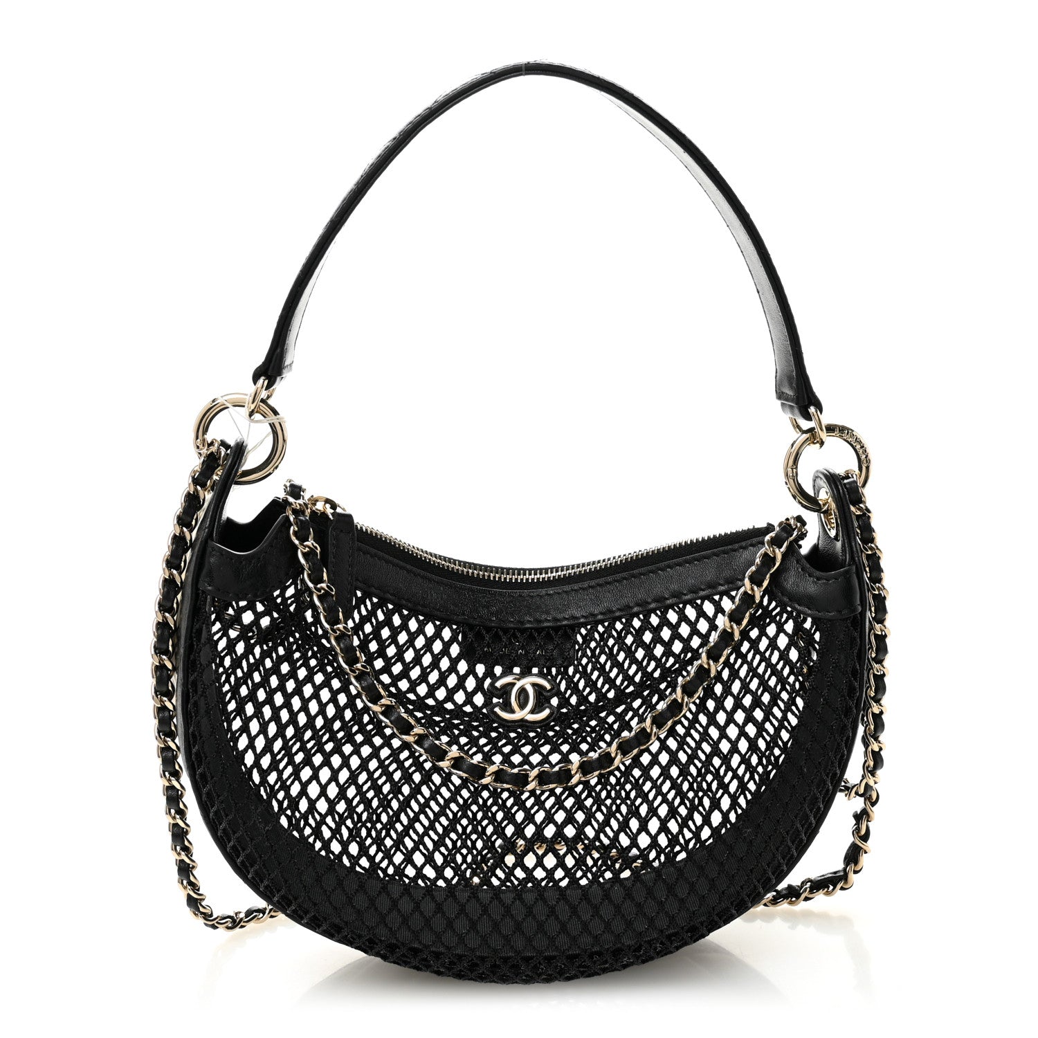 Chanel Mesh Shiny Lambskin Chain Hobo Black 1 of 12