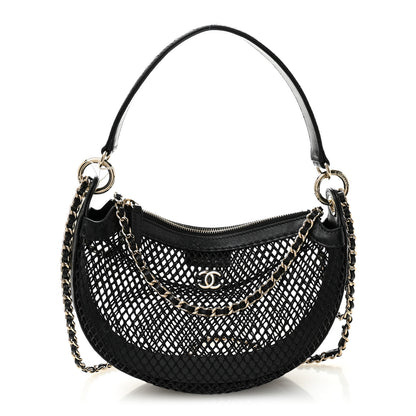 Chanel Mesh Shiny Lambskin Chain Hobo Black 1 of 12