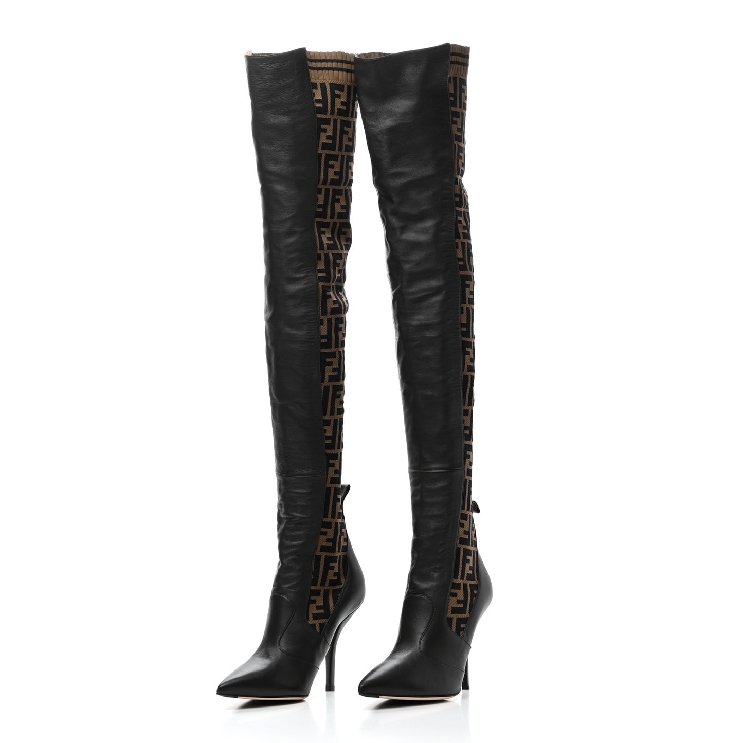 Nappa Microfiber Fabric FF Rockoko Thigh High 105mm Boots 40 Ebano Tobacco Brown