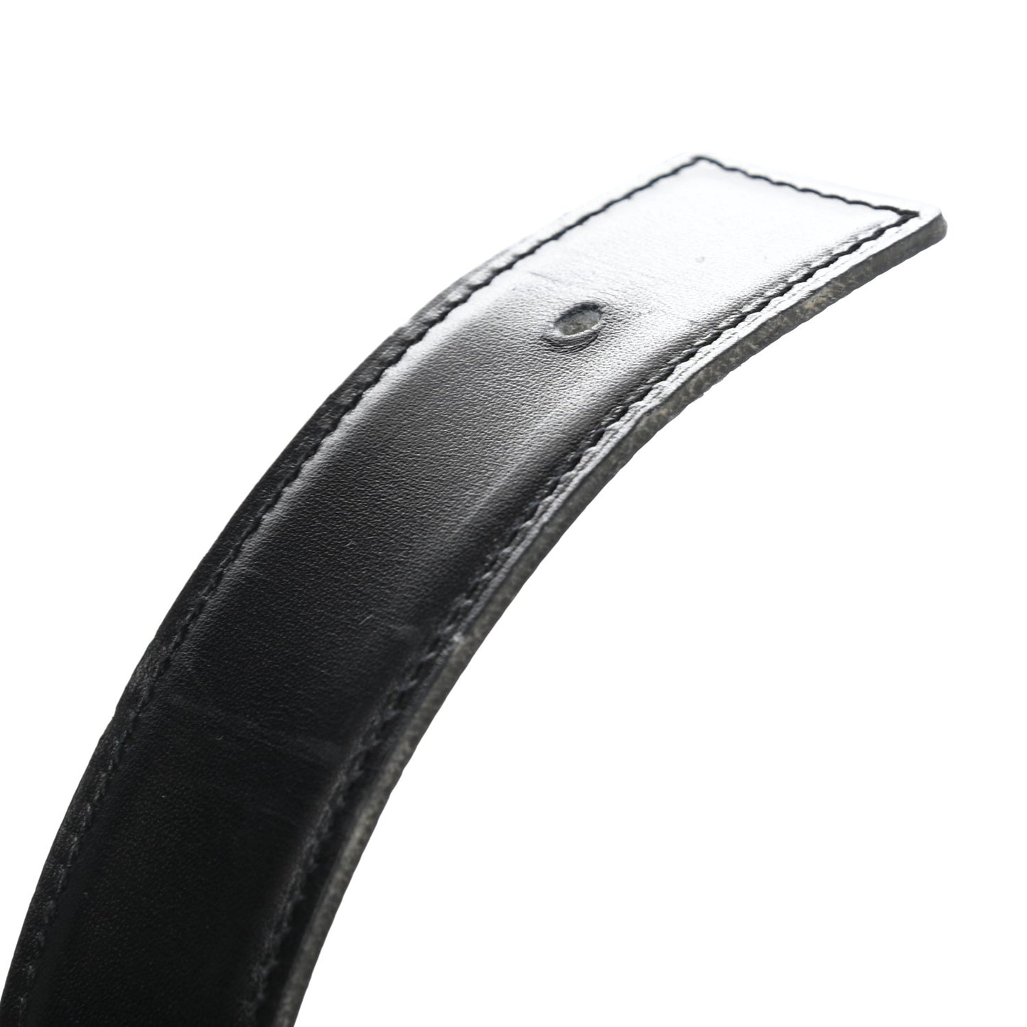 Box Courchevel 32mm Belt Strap 78 Black Blue Jean