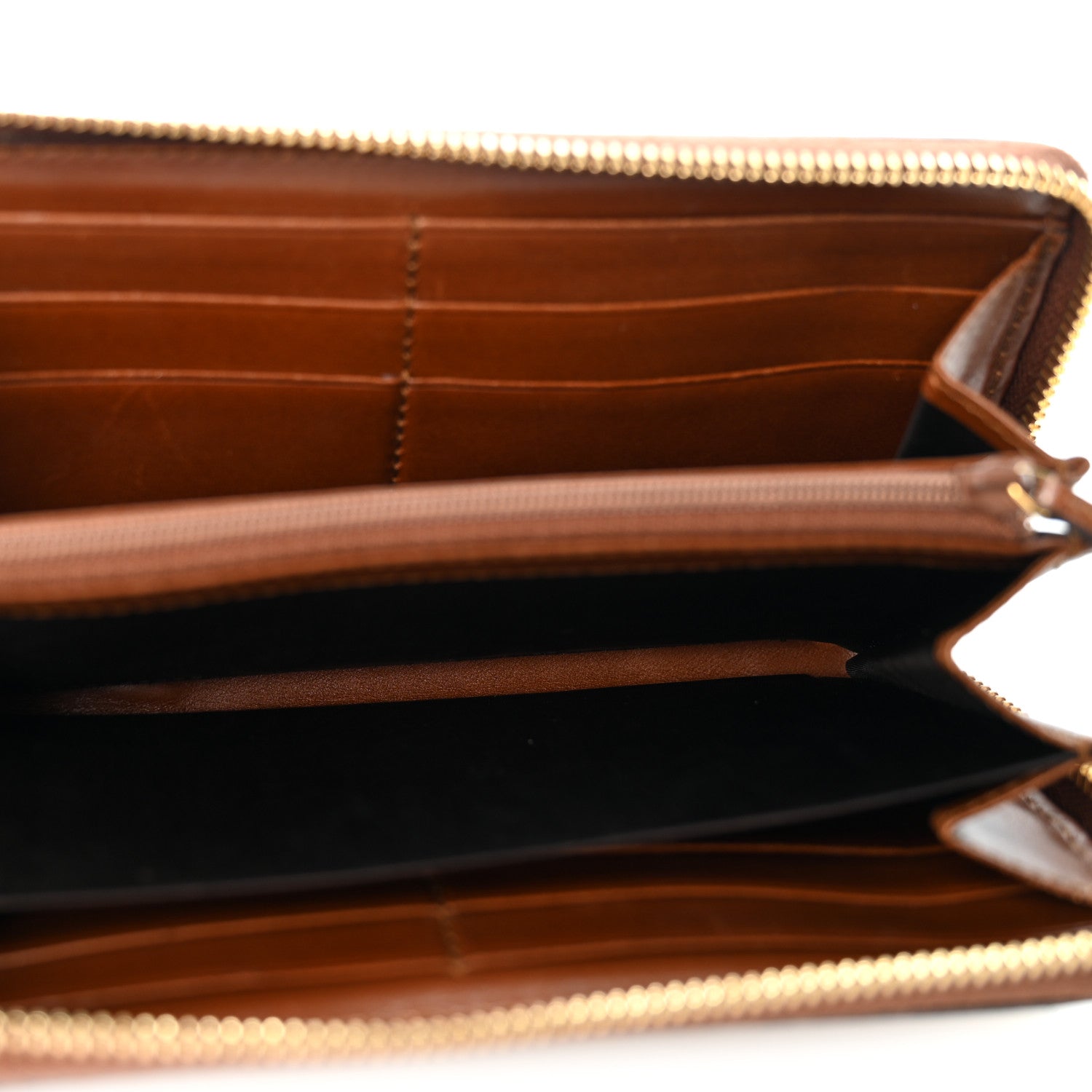 Gucci GG Supreme Monogram Cuoio Toscano Zip Around Wallet Beige Ebony Cuir 5 of 12