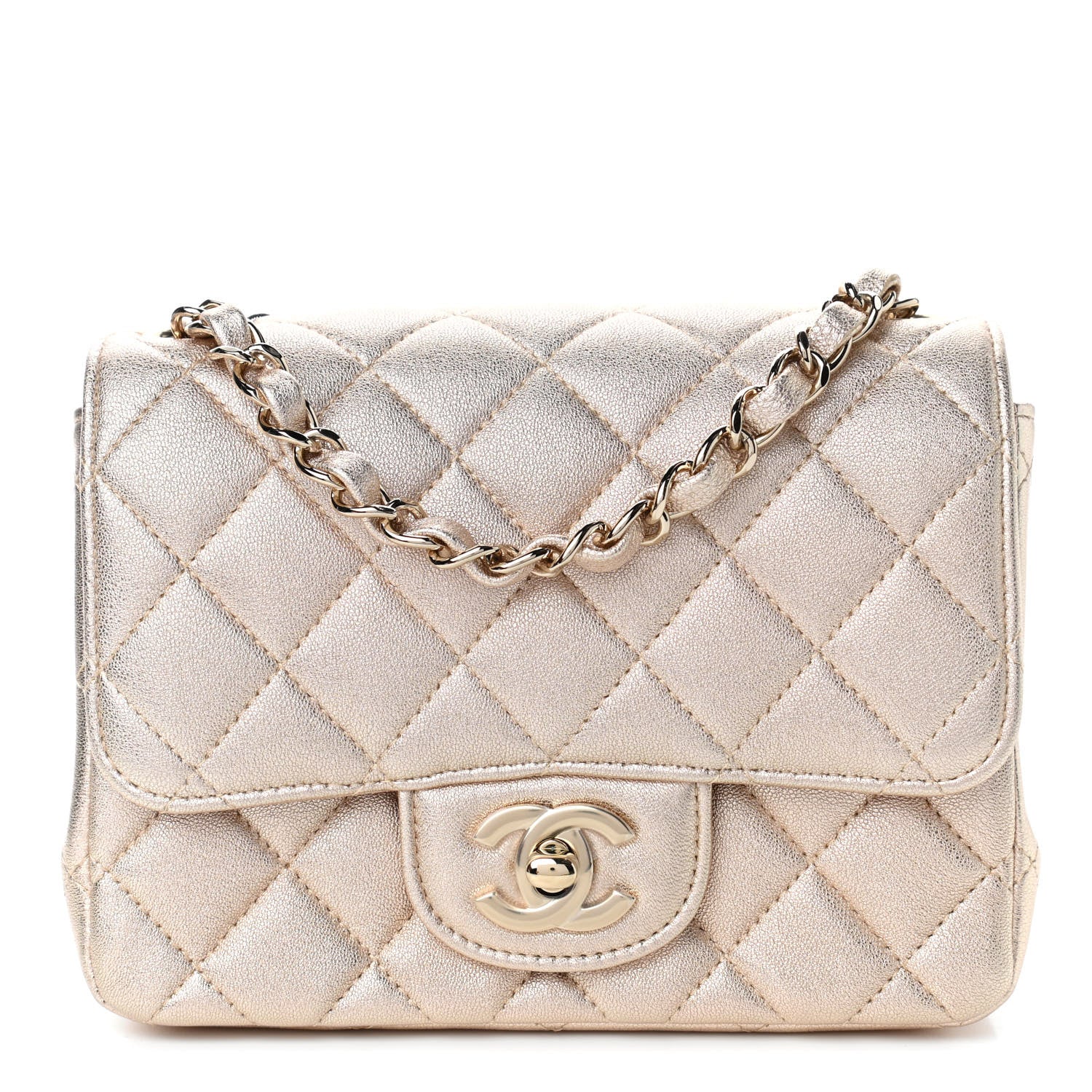 Chanel Metallic Lambskin Quilted Mini Square Flap Gold 1 of 4