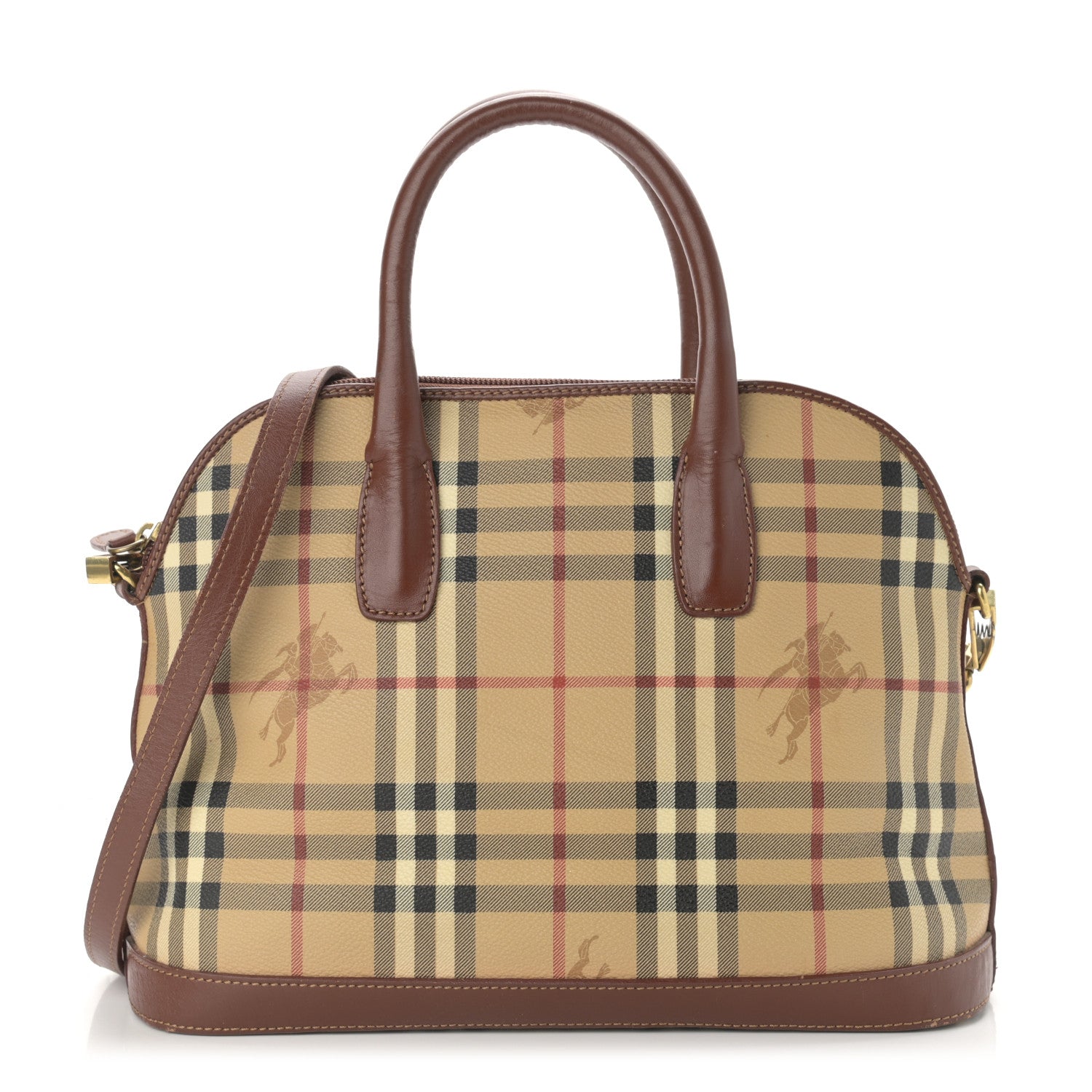 Burberry Haymarket Check Top Handle Crossbody Brown 1 of 12