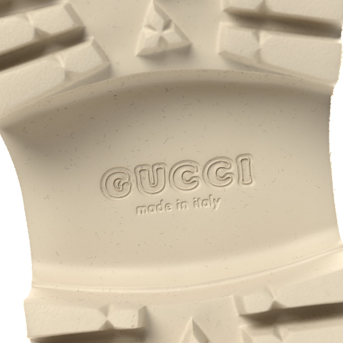 Rubber GG Monogram Perforated Elea Platform 55mm Lug Sole Sandals 35 Mystic White