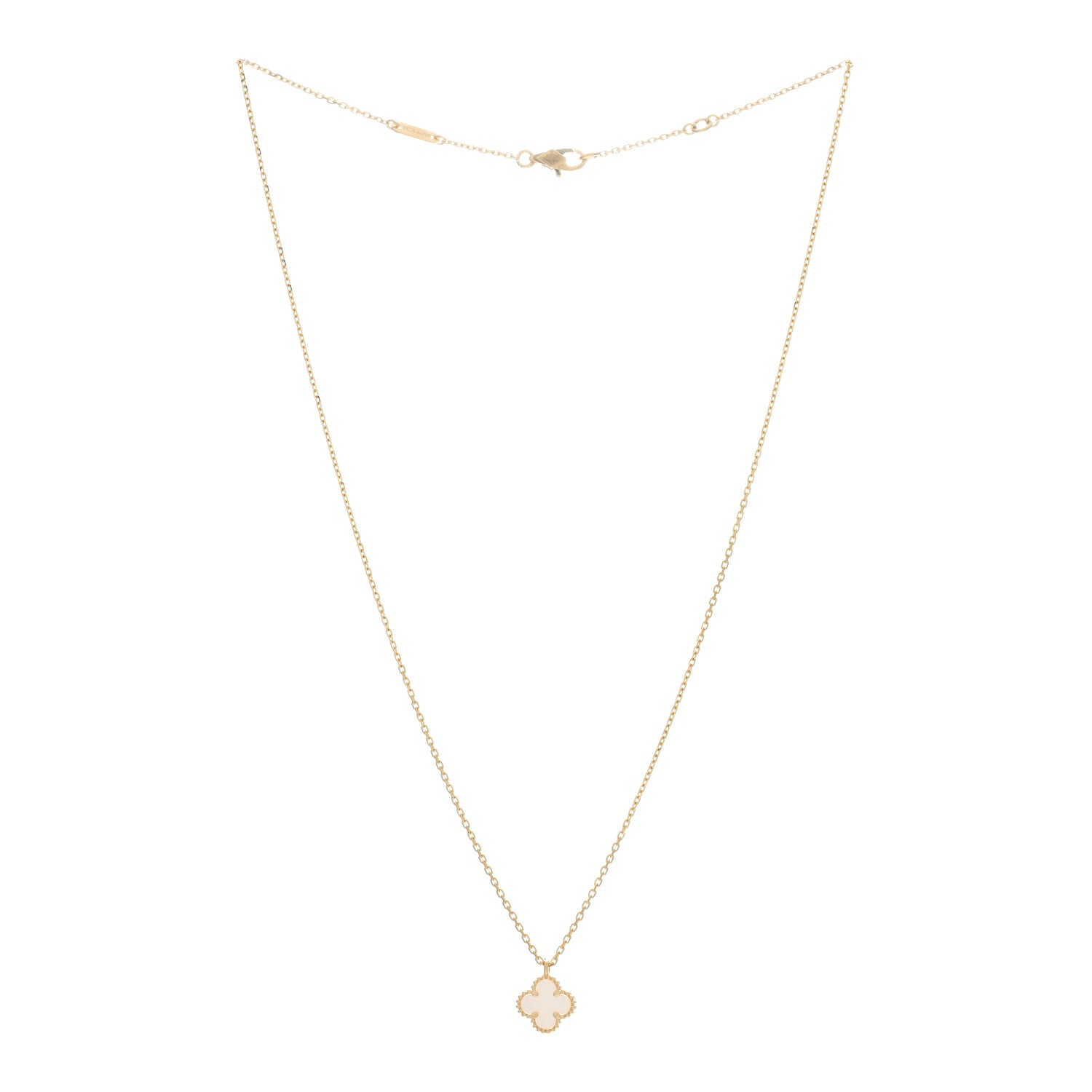 Van Cleef & Arpels 18K Yellow Gold Mother of Pearl Sweet Alhambra Pendant Necklace 2 of 5