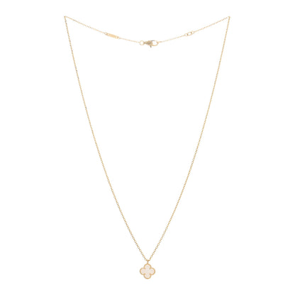Van Cleef & Arpels 18K Yellow Gold Mother of Pearl Sweet Alhambra Pendant Necklace 2 of 5