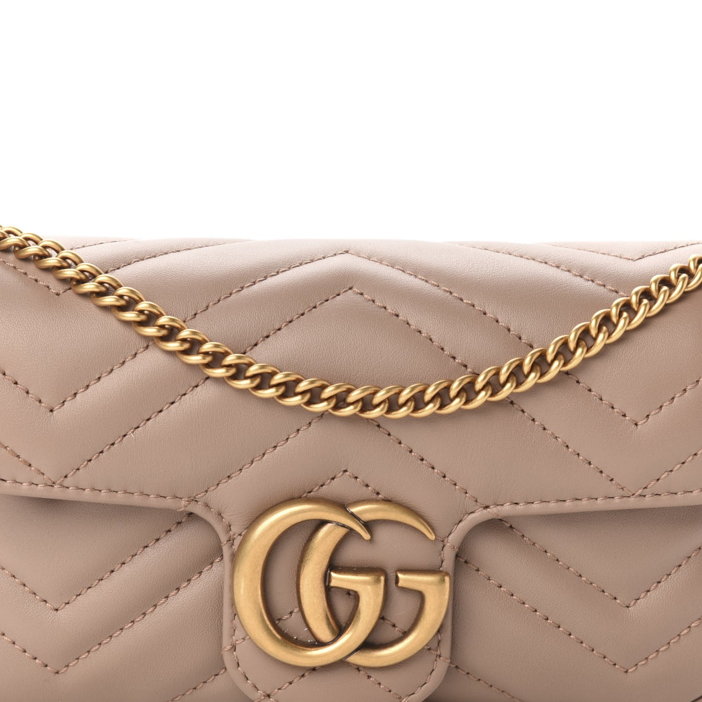 Calfskin Matelasse Super Mini GG Marmont Shoulder Bag Porcelain Rose