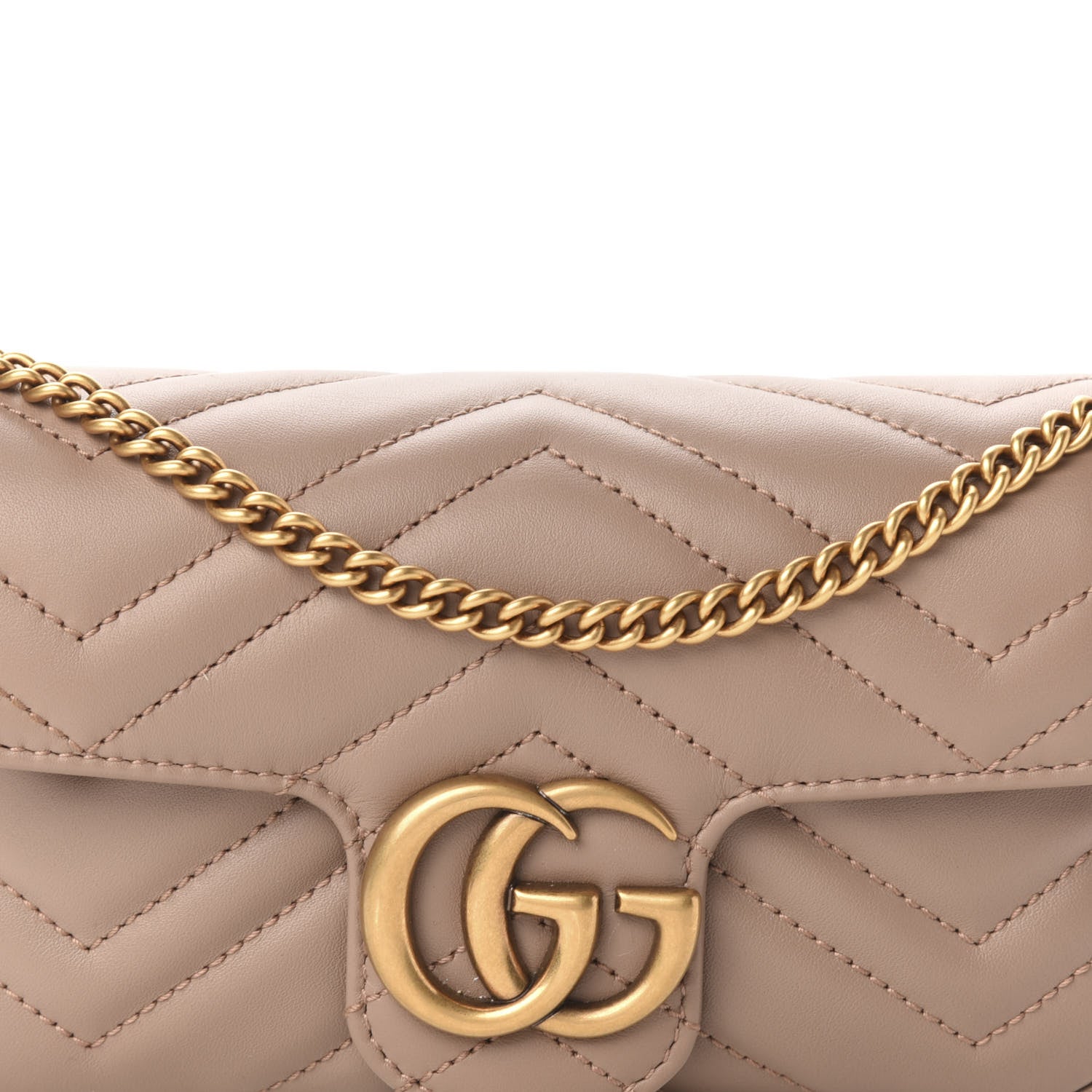 Gucci Calfskin Matelasse Super Mini GG Marmont Shoulder Bag Porcelain Rose 10 of 11
