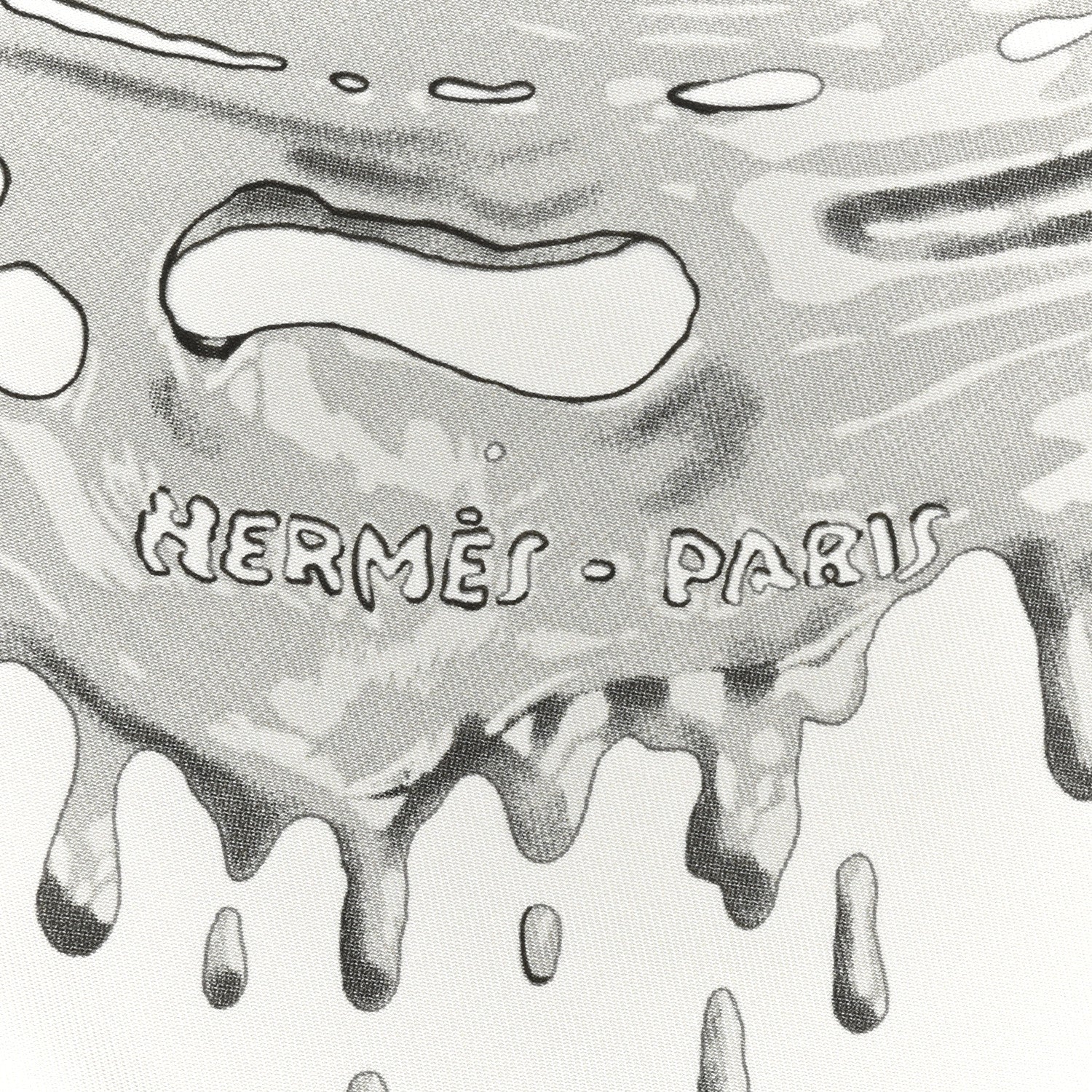 Hermes Silk Peinture Fraiche Pocket Square White Gris Perle 2 of 5