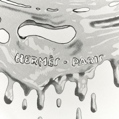 Hermes Silk Peinture Fraiche Pocket Square White Gris Perle 2 of 5