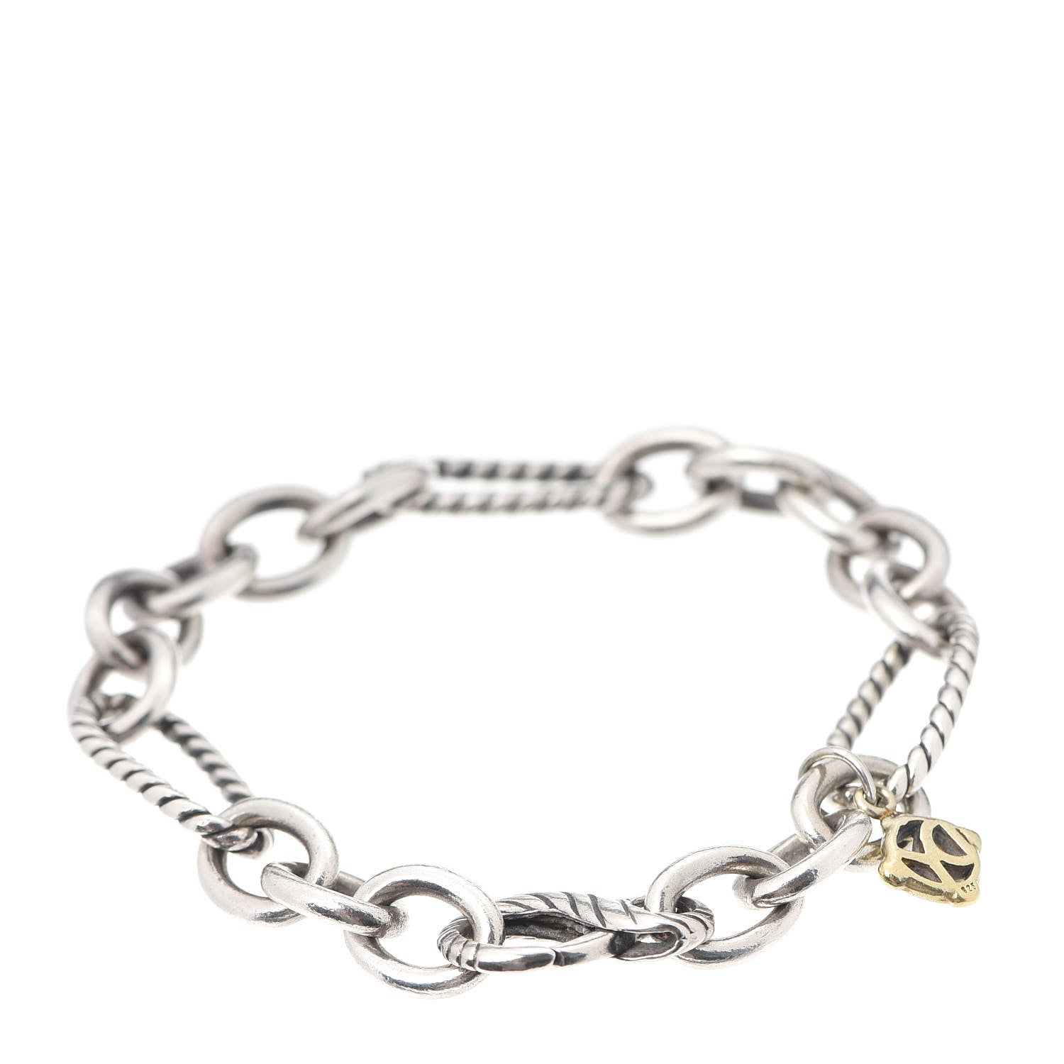 David Yurman Sterling Silver 18K Yellow Gold Figaro Link Bracelet 3 of 5