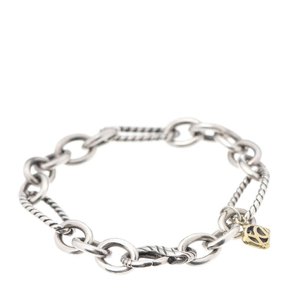 David Yurman Sterling Silver 18K Yellow Gold Figaro Link Bracelet 3 of 5