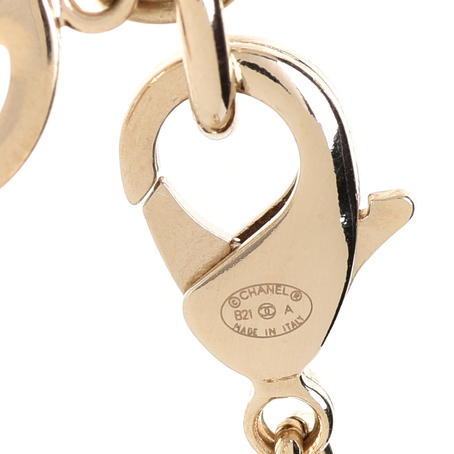 Pearl Crystal CC Airpods Necklace Gold