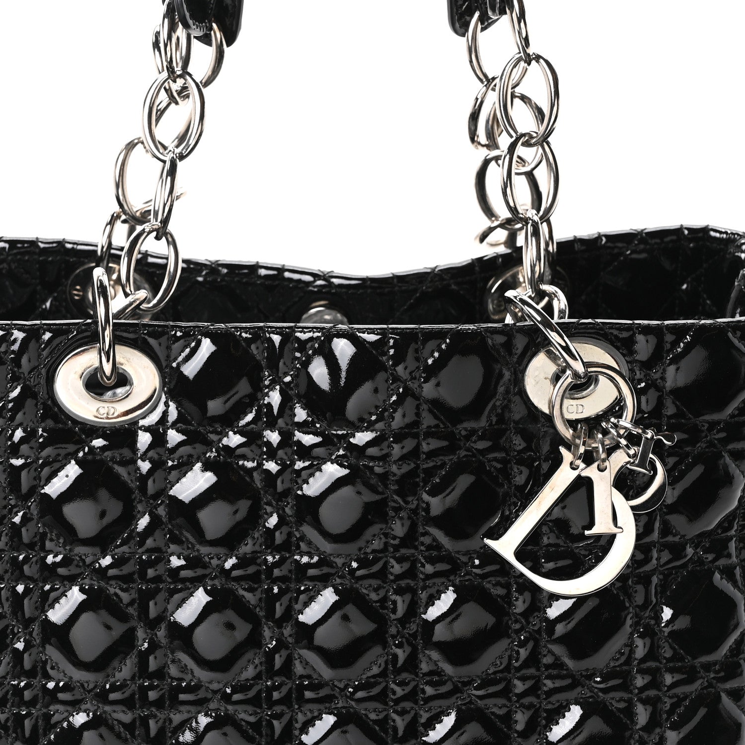 Christian Dior Patent Cannage Large Dior Soft Shopping Tote Black 8 of 10