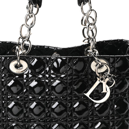 Christian Dior Patent Cannage Large Dior Soft Shopping Tote Black 8 of 10