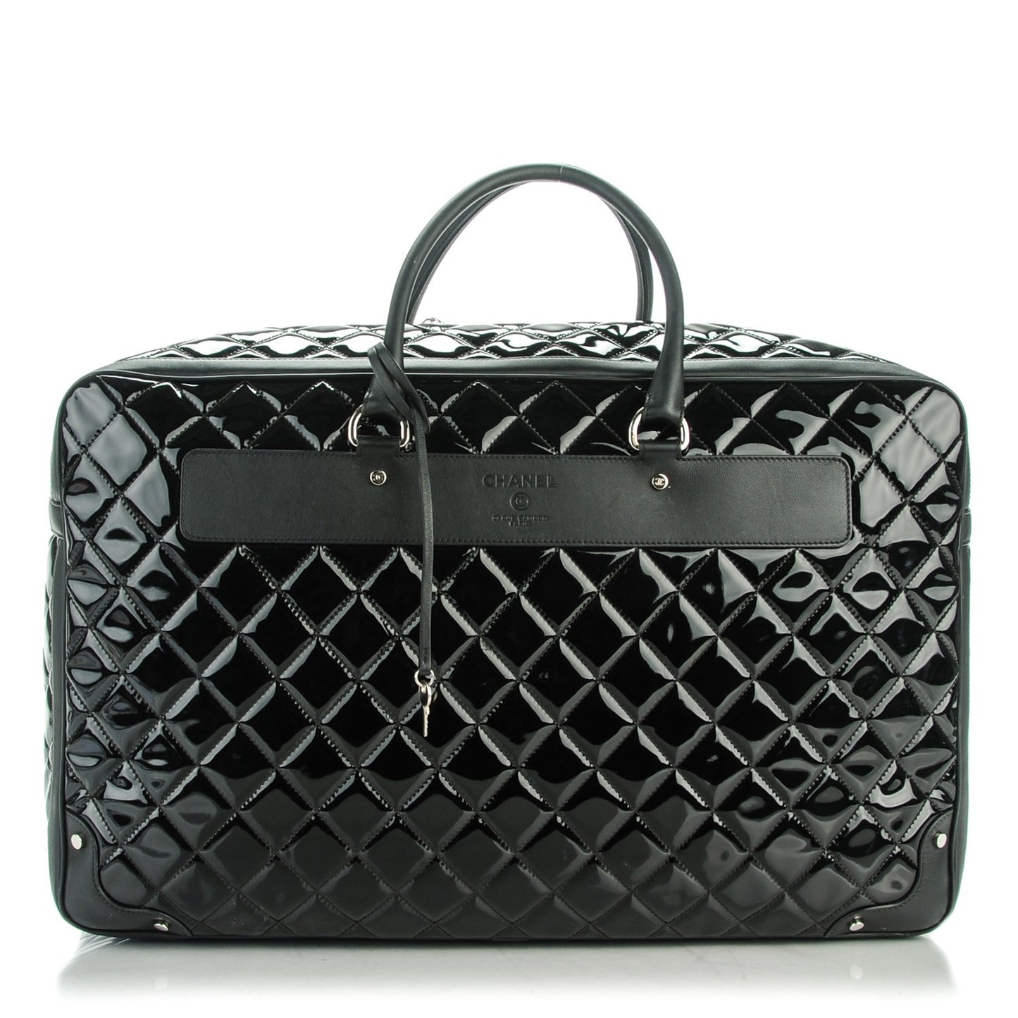Vinyl Quilted Calfskin Large Viaggio Travel Bag Black