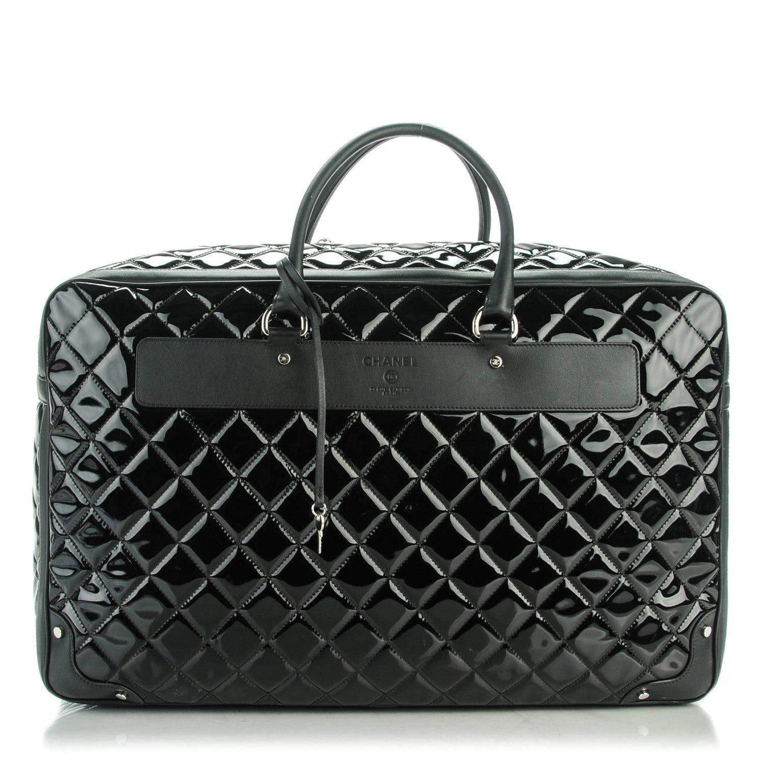 Chanel Vinyl Quilted Calfskin Large Viaggio Travel Bag Black 1 of 10