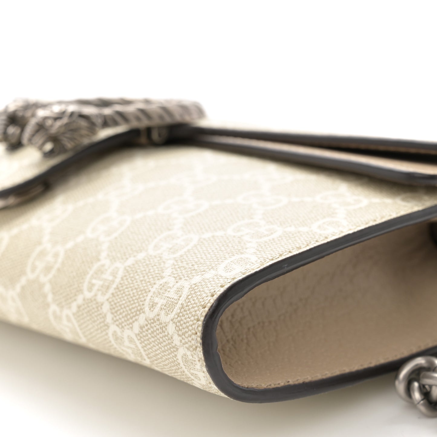 GG Supreme Monogram Textured Dollar Calfskin Dionysus Small Shoulder Bag Beige Mystic White Oatmeal