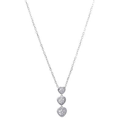 Cartier 18K White Gold Diamond Legers 3 Heart Motif Necklace 1 of 5