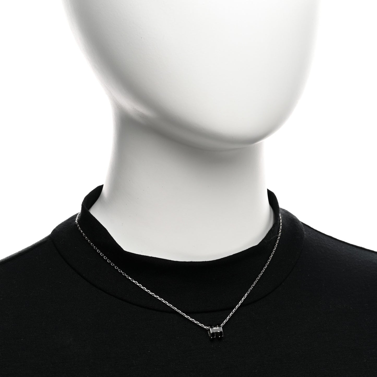 Lacquered Palladium Mini Pop H Pendant Necklace Black