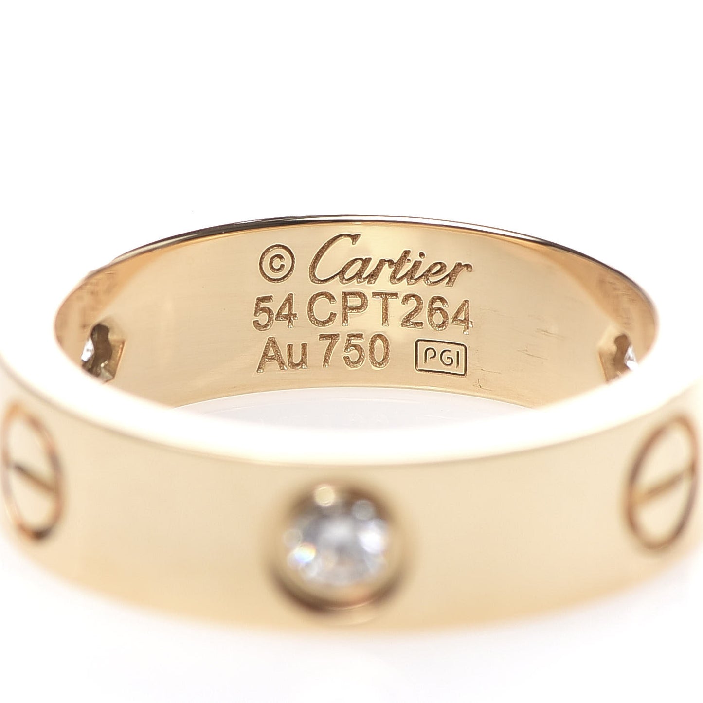 18K Yellow Gold 3 Diamond 5.5mm LOVE Ring 54 6.75