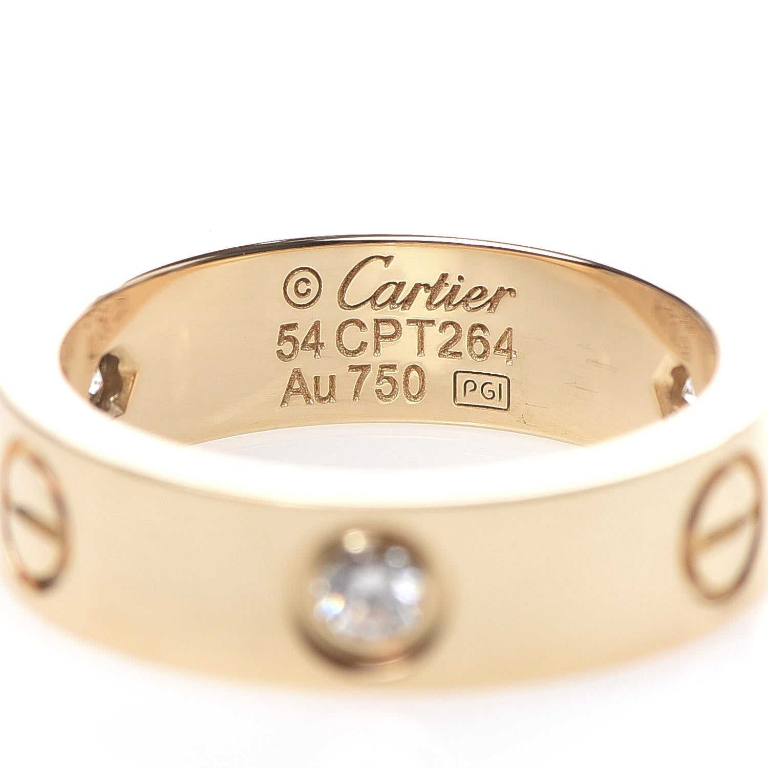 Cartier 18K Yellow Gold 3 Diamond 5.5mm LOVE Ring 54 6.75 4 of 5