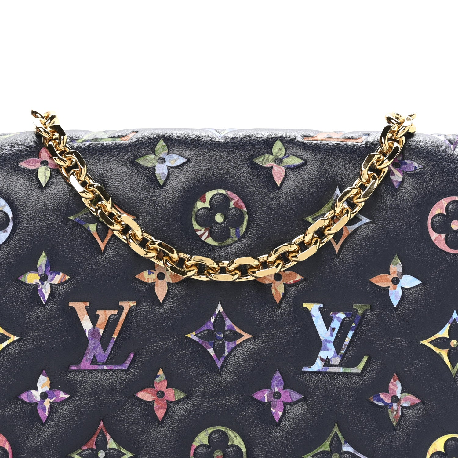 Louis Vuitton Lambskin Embossed Monogram LV Garden Pochette Coussin Navy 7 of 10