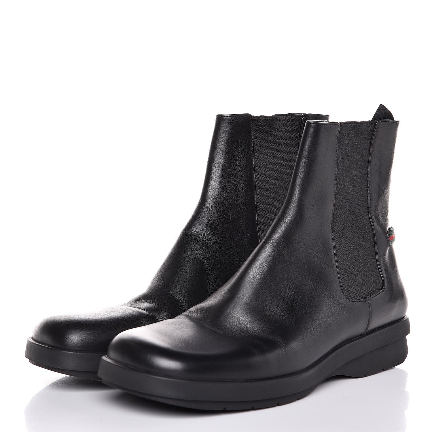 Gucci Mens Calfskin Web Ankle Boots 8.5 Black 3 of 11