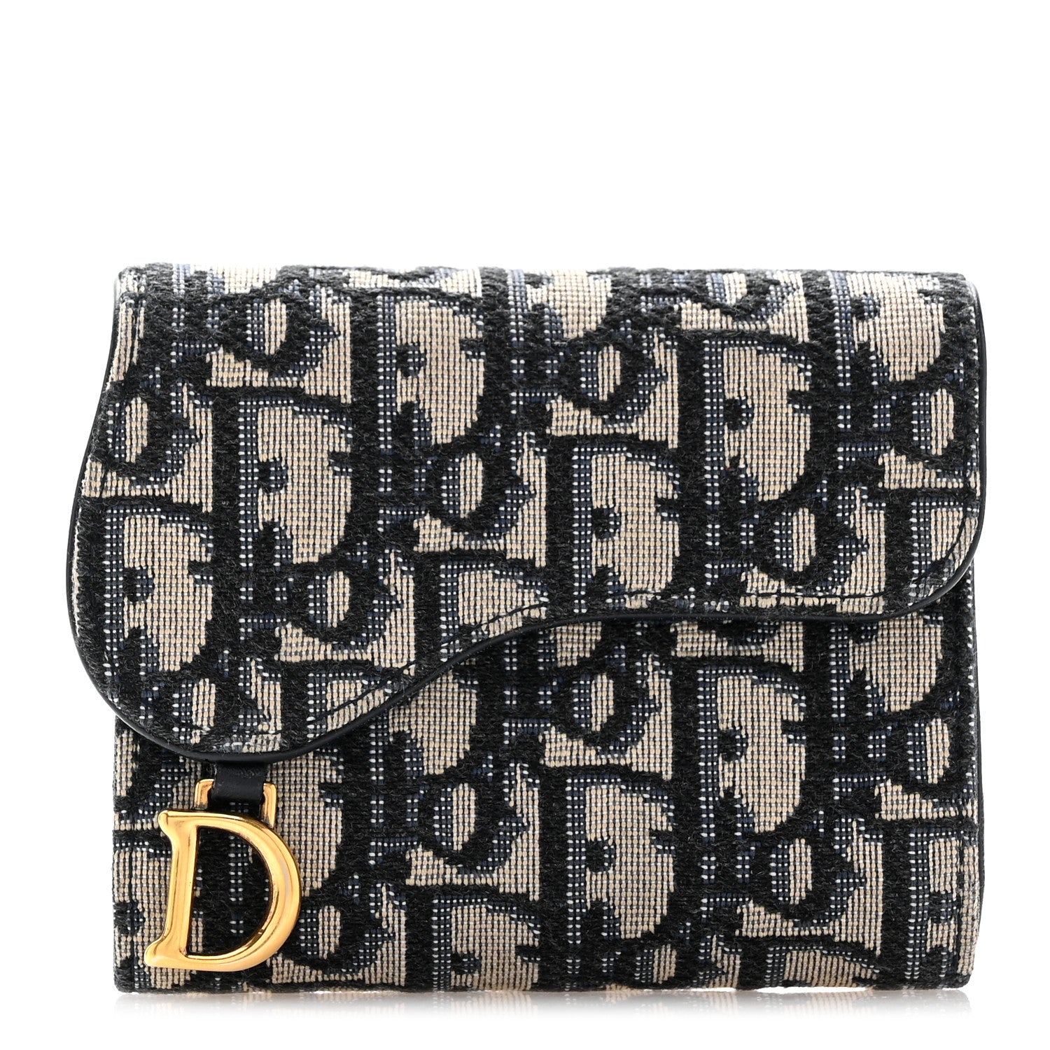 Christian Dior Oblique Saddle Lotus Wallet Blue 1 of 10