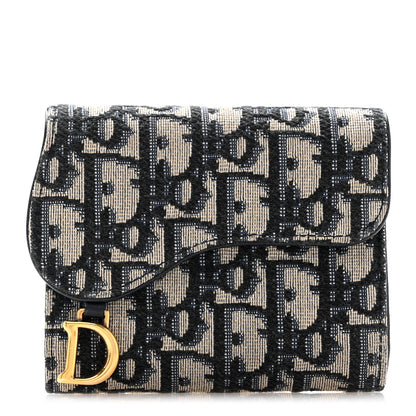 Christian Dior Oblique Saddle Lotus Wallet Blue 1 of 10