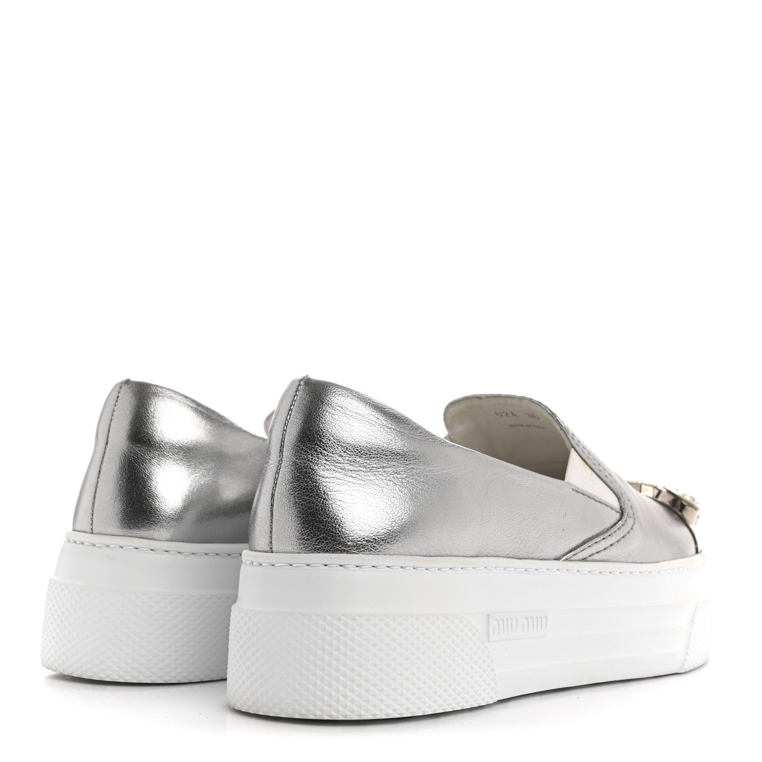 Miu Miu Mordore Crystal Embellished Womens Slip On Trainers 36 Cromo 5 of 14