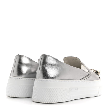 Miu Miu Mordore Crystal Embellished Womens Slip On Trainers 36 Cromo 5 of 14