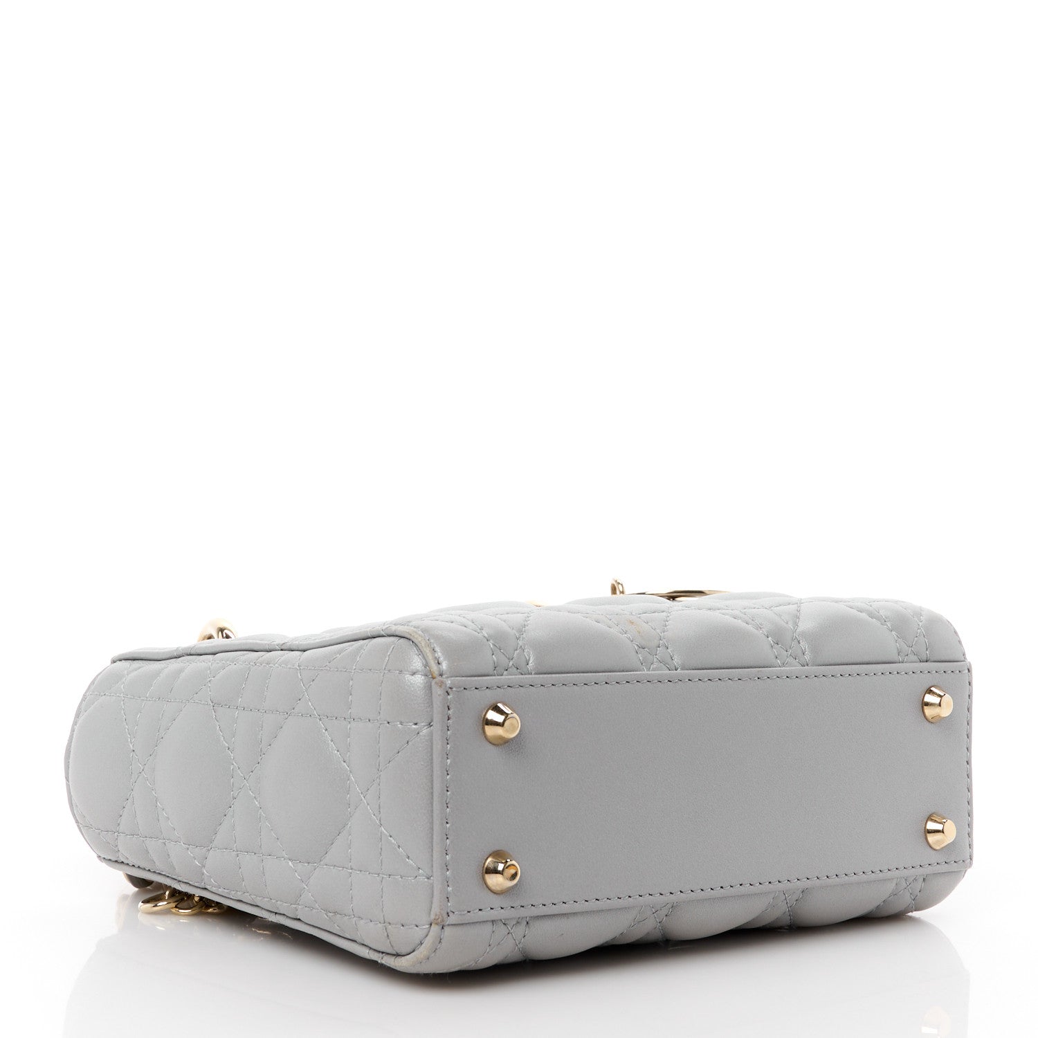 Christian Dior Metallic Lambskin Cannage Mini Lady Dior Grey 4 of 13
